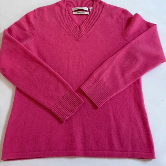 Pursuits Ltd Sweater Cashmere 2-ply cashmere v- neck pink size medium - Picture 10 of 10